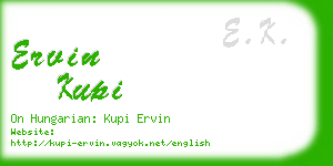 ervin kupi business card